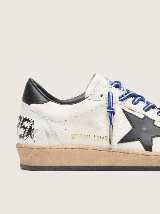 Ball Star LTD da uomo in nappa bianca con stella e linguetta sul tallone in pelle nera