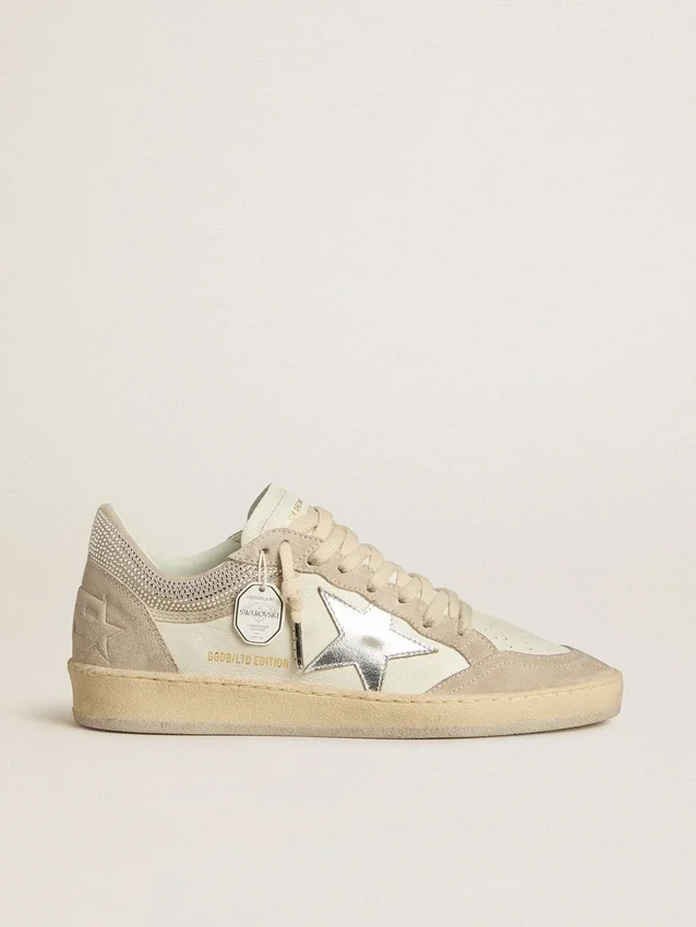 Ball Star LTD da donna in pelle nappa e pelle scamosciata con stella in pelle argentata e cristalli Swarovski