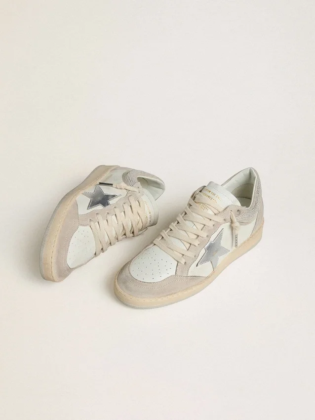 Ball Star LTD da donna in pelle nappa e pelle scamosciata con stella in pelle argentata e cristalli Swarovski