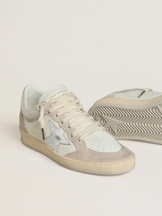 Ball Star LTD da donna in pelle nappa e pelle scamosciata con stella in pelle argentata e cristalli Swarovski