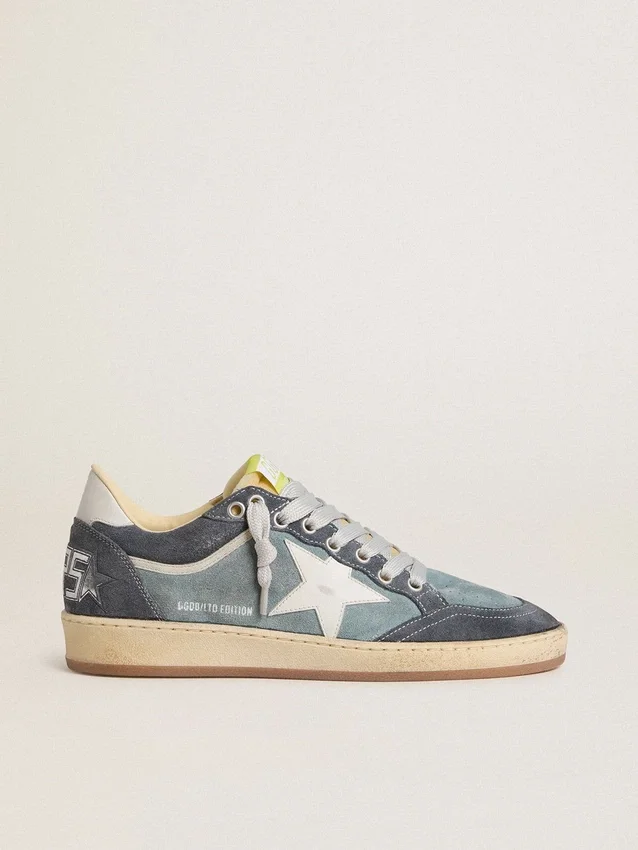 Ball Star LTD da donna in pelle scamosciata azzurra con stella e linguetta sul tallone in pelle bianco latte