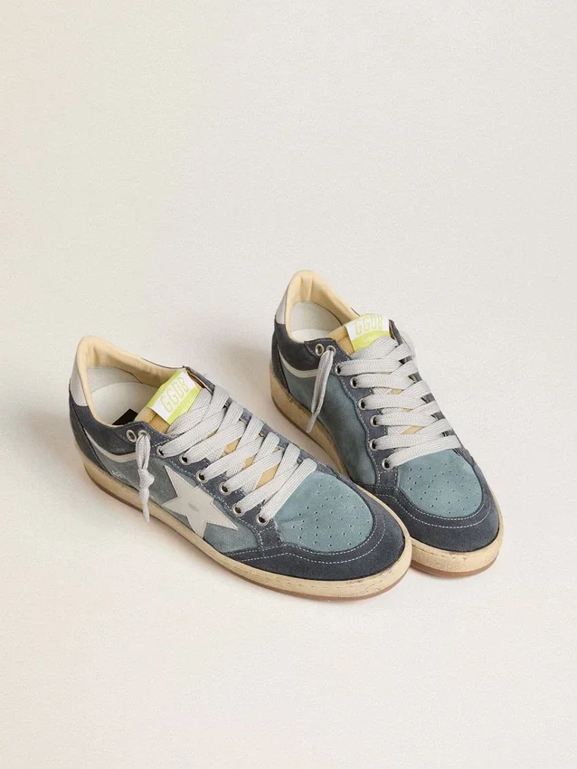 Ball Star LTD da donna in pelle scamosciata azzurra con stella e linguetta sul tallone in pelle bianco latte