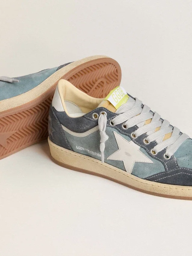 Ball Star LTD da donna in pelle scamosciata azzurra con stella e linguetta sul tallone in pelle bianco latte