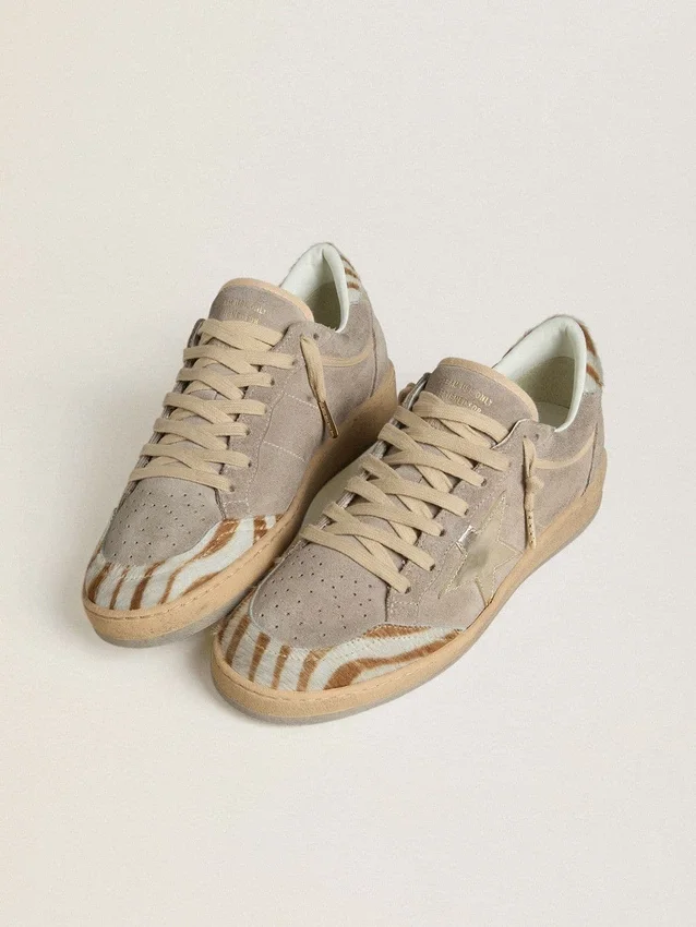 Ball Star LTD da donna in pelle scamosciata con stella in pelle metallizzata e linguetta sul tacco in pelle di pony zebrata