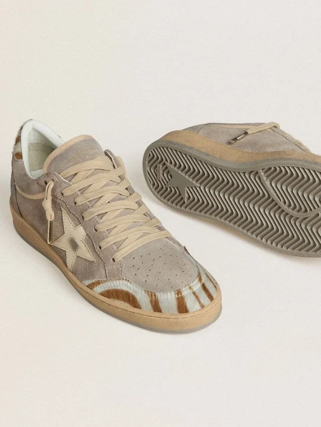 Ball Star LTD da donna in pelle scamosciata con stella in pelle metallizzata e linguetta sul tacco in pelle di pony zebrata