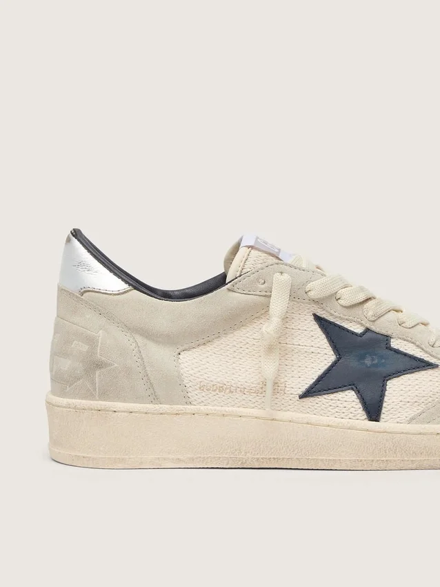 Ball Star LTD da donna in pelle scamosciata grigia con stella blu e inserti all’uncinetto color crema