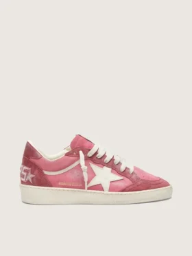 Ball Star LTD da donna in pelle scamosciata rosa con stella in pelle color crema e inserti in pelle scamosciata rossa