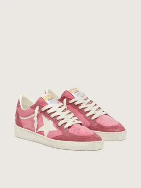 Ball Star LTD da donna in pelle scamosciata rosa con stella in pelle color crema e inserti in pelle scamosciata rossa