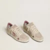 Ball Star LTD da donna in pelle scamosciata rosa e beige con linguetta sul tallone in pelle grigio perla