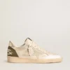 Ball Star LTD da uomo con stella in pelle scamosciata beige e linguetta sul tallone in pelle laminata platino