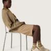 Ball Star LTD da uomo con stella in pelle scamosciata beige e linguetta sul tallone in pelle laminata platino