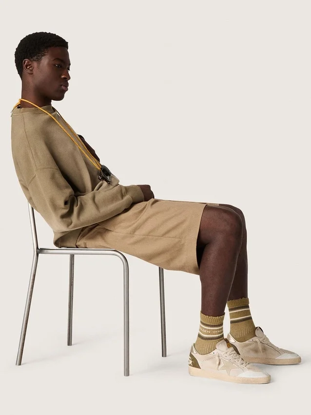Ball Star LTD da uomo con stella in pelle scamosciata beige e linguetta sul tallone in pelle laminata platino