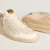 Ball Star LTD da uomo con stella in pelle scamosciata beige e linguetta sul tallone in pelle laminata platino