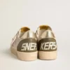 Ball Star LTD da uomo con stella in pelle scamosciata beige e linguetta sul tallone in pelle laminata platino