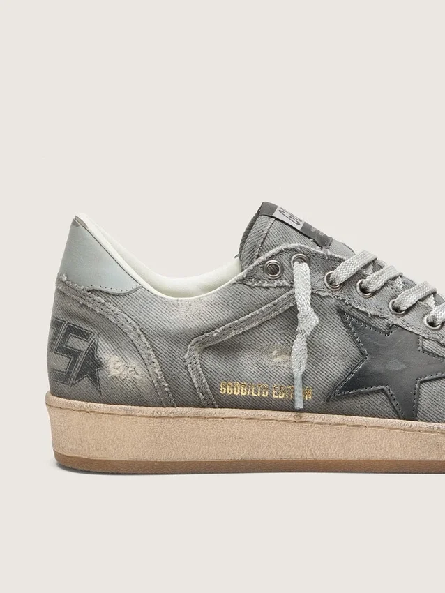 Ball Star LTD da uomo in denim grigio con stella in pelle nera