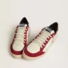 Ball Star LTD da uomo in nappa color crema con stella in pelle bianca e inserti in pelle scamosciata rossa