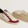Ball Star LTD da uomo in nappa color crema con stella in pelle bianca e inserti in pelle scamosciata rossa