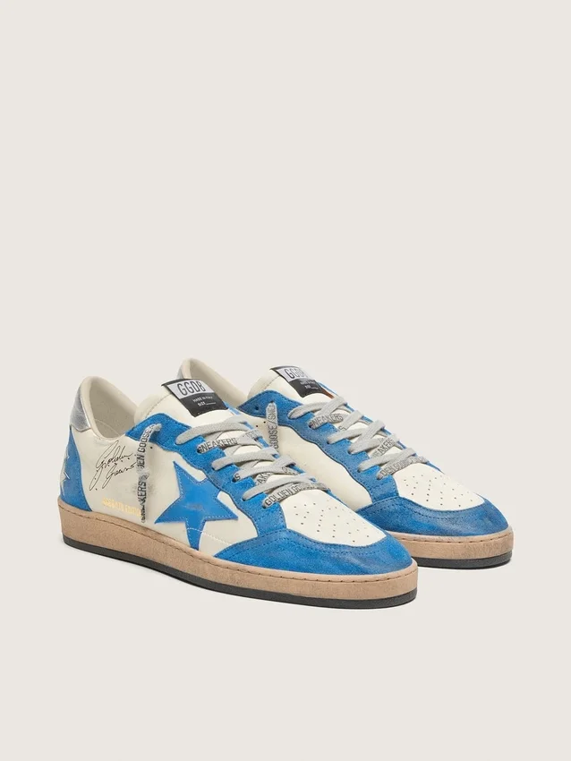 Ball Star LTD da uomo in pelle bianca con stella in pelle azzurra