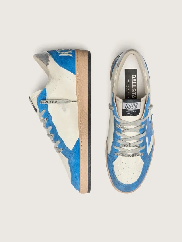Ball Star LTD da uomo in pelle bianca con stella in pelle azzurra