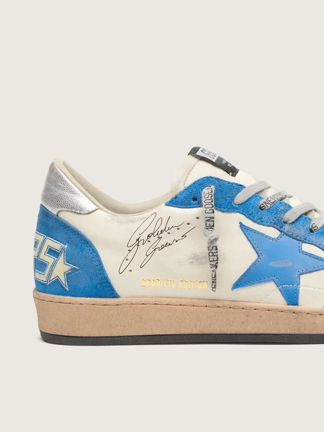 Ball Star LTD da uomo in pelle bianca con stella in pelle azzurra