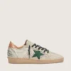 Ball Star LTD da uomo in pelle di pony bianca e pelle scamosciata grigia con stella verde
