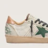 Ball Star LTD da uomo in pelle di pony bianca e pelle scamosciata grigia con stella verde