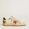 Ball Star LTD da uomo in pelle nappa con stella in pelle rossa e linguetta sul tallone in pelle