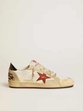 Ball Star LTD da uomo in pelle nappa con stella in pelle rossa e linguetta sul tallone in pelle