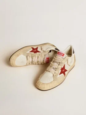 Ball Star LTD da uomo in pelle nappa con stella in pelle rossa e linguetta sul tallone in pelle
