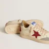 Ball Star LTD da uomo in pelle nappa con stella in pelle rossa e linguetta sul tallone in pelle scamosciata grigia