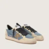 Ball Star LTD da uomo in pelle scamosciata blu denim con stella in pelle dorata metallizzata