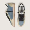 Ball Star LTD da uomo in pelle scamosciata blu denim con stella in pelle dorata metallizzata