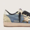 Ball Star LTD da uomo in pelle scamosciata blu denim con stella in pelle dorata metallizzata