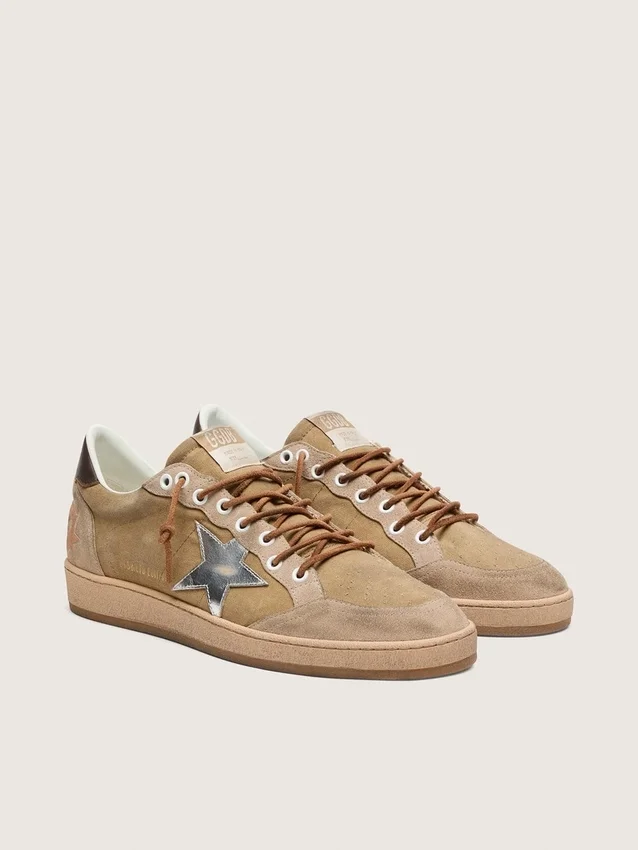 Ball Star LTD da uomo in pelle scamosciata color tabacco con stella argentata