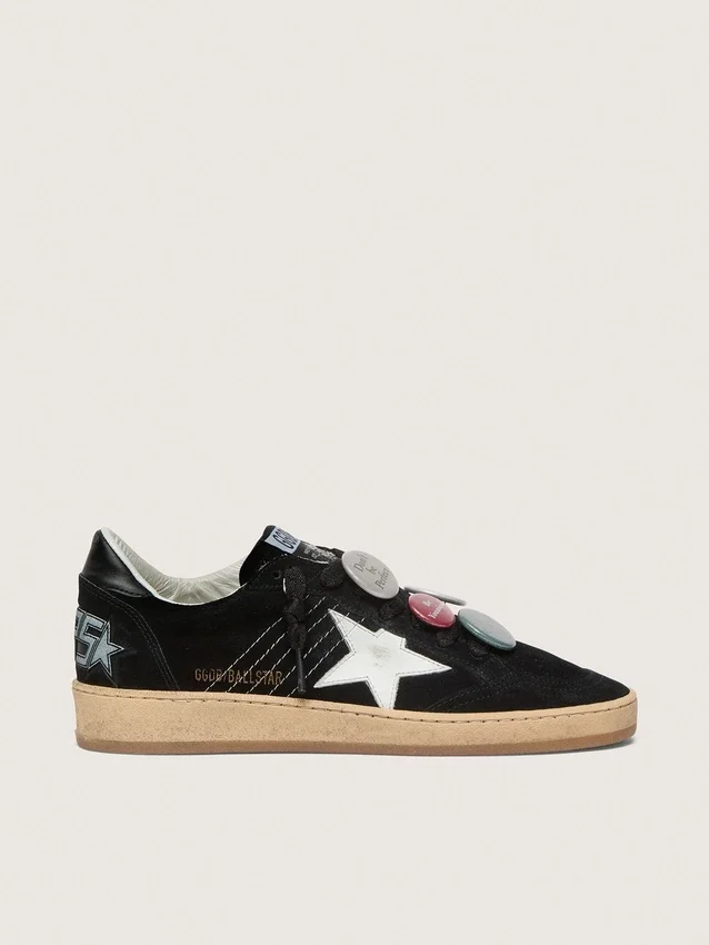 Ball Star LTD da uomo in pelle scamosciata nera con inserti in pellami