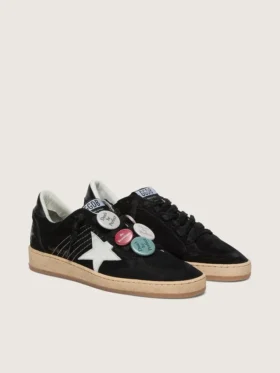 Ball Star LTD da uomo in pelle scamosciata nera con inserti in pellami