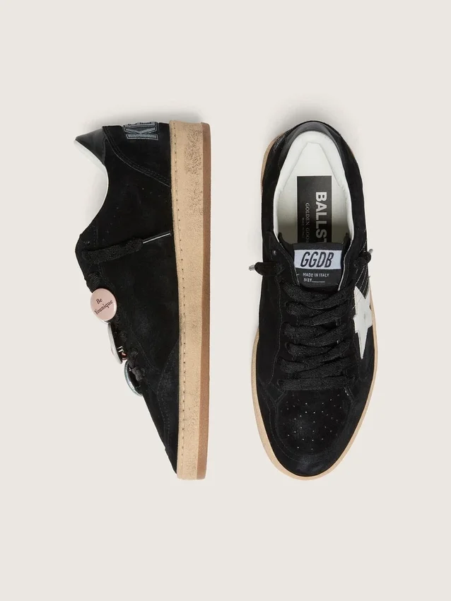 Ball Star LTD da uomo in pelle scamosciata nera con inserti in pellami