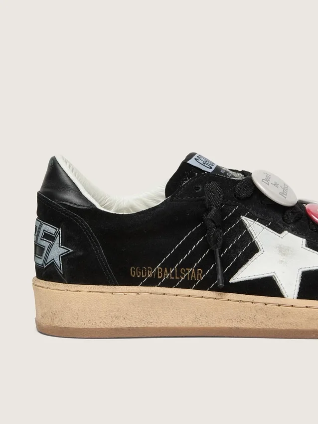 Ball Star LTD da uomo in pelle scamosciata nera con inserti in pellami