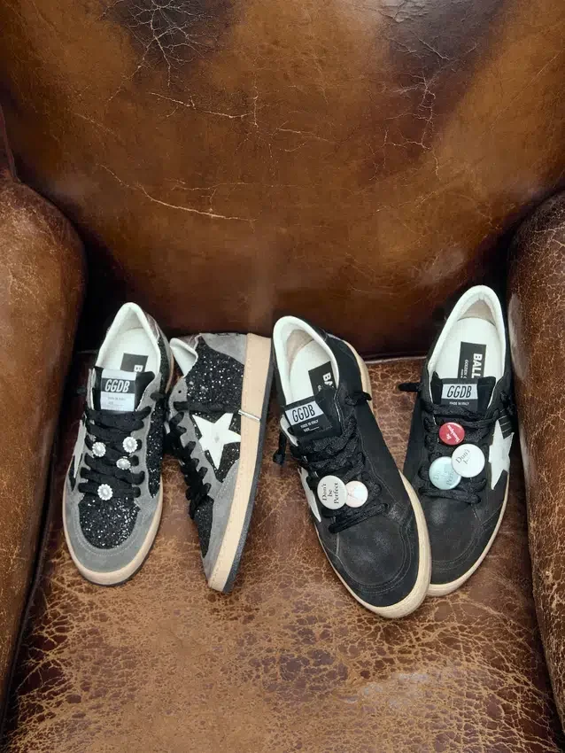 Ball Star LTD da uomo in pelle scamosciata nera con inserti in pellami