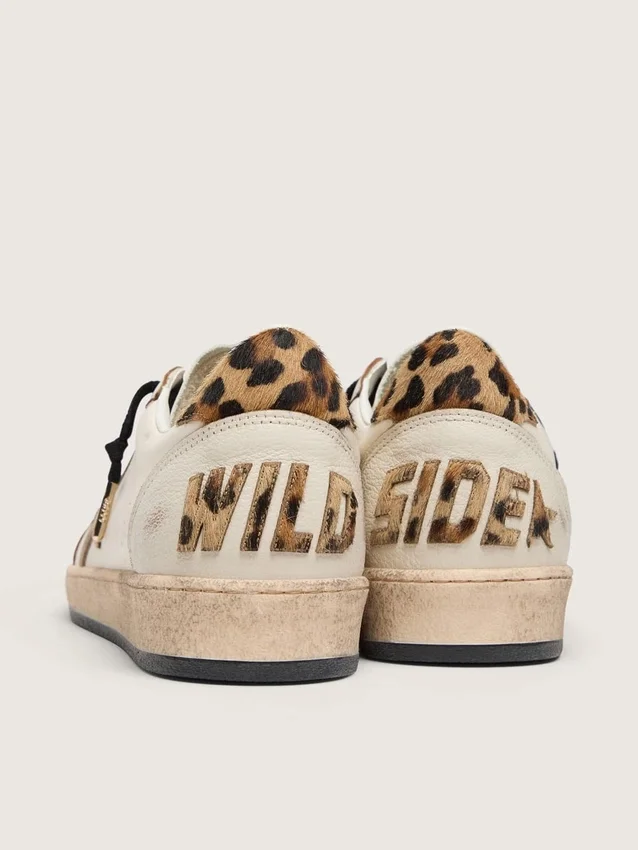 Ball Star Wishes da uomo con stella in pelle scamosciata e linguetta sul tallone in pelle di pony con stampa leopardata
