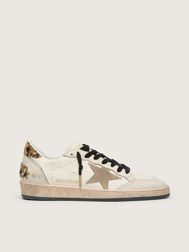 Ball Star Wishes da uomo con stella in pelle scamosciata e linguetta sul tallone in pelle di pony con stampa leopardata