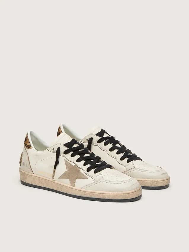 Ball Star Wishes da uomo con stella in pelle scamosciata e linguetta sul tallone in pelle di pony con stampa leopardata