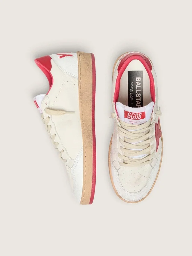 Ball Star Wishes da donna in pelle bianca con stella rossa e linguetta sul tallone