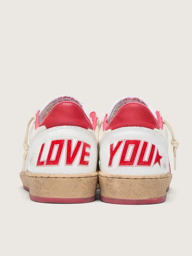 Ball Star Wishes da donna in pelle bianca con stella rossa e linguetta sul tallone