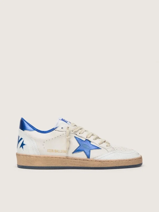 Ball Star Wishes da uomo in pelle nappa bianca con stella blu brillante e linguetta sul tallone