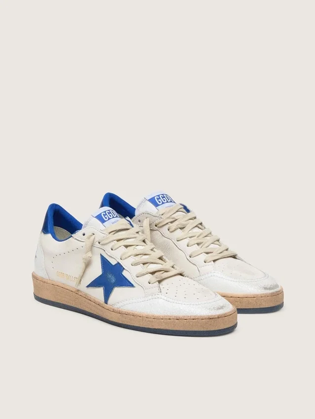 Ball Star Wishes da uomo in pelle nappa bianca con stella blu brillante e linguetta sul tallone