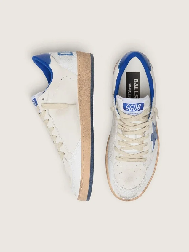 Ball Star Wishes da uomo in pelle nappa bianca con stella blu brillante e linguetta sul tallone