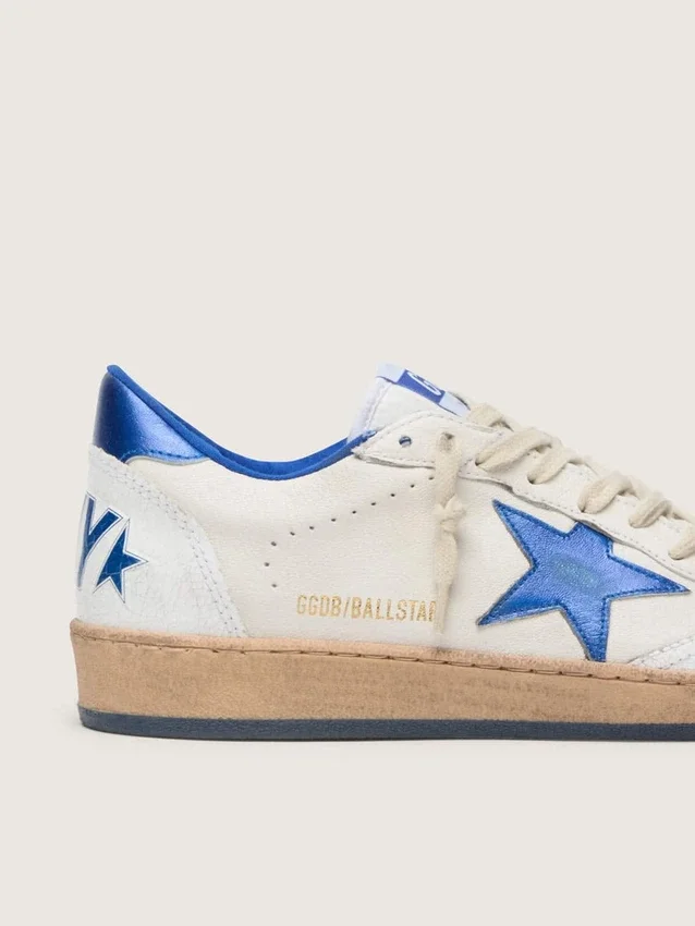 Ball Star Wishes da uomo in pelle nappa bianca con stella blu brillante e linguetta sul tallone