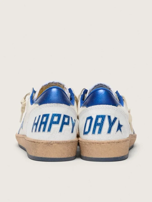 Ball Star Wishes da uomo in pelle nappa bianca con stella blu brillante e linguetta sul tallone