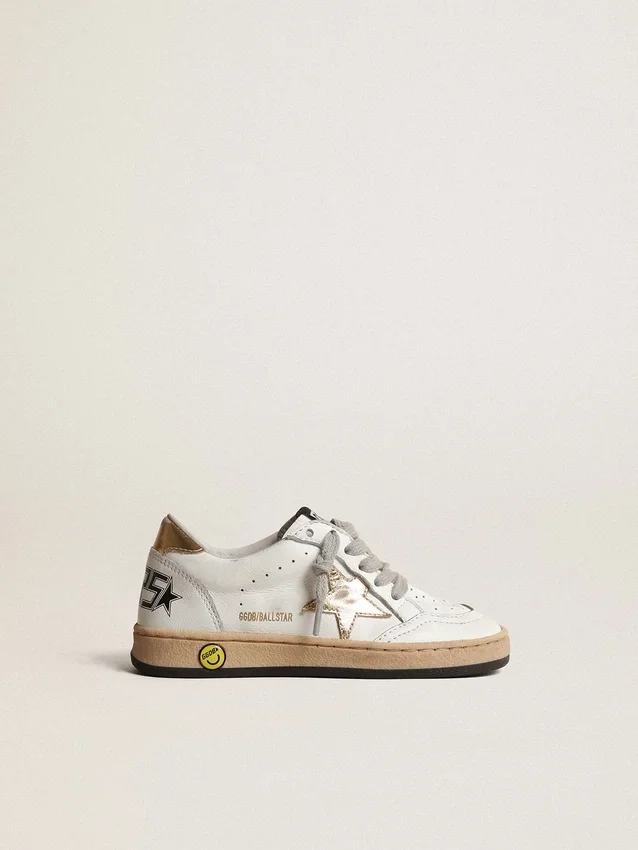 Ball Star Young con stella e linguetta sul tallone in pelle metallizzata dorata